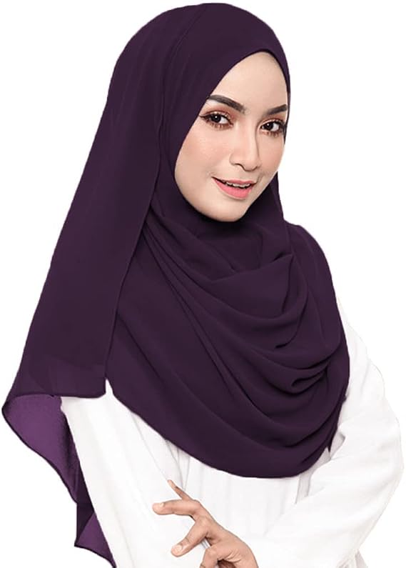 LMVERNA Solid Color Bubble Chiffon Scarf for Women Fashion Soft Hijab Long Scarfs Wrap Scarves