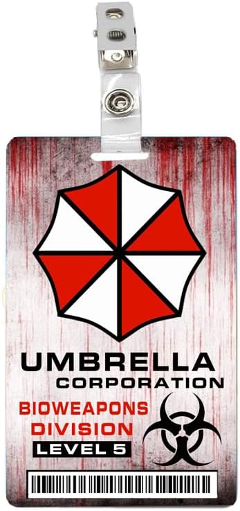 Resident Evil Umbrella Corporation Bioweapons Division Level 5 Bloody ID Badge PVC