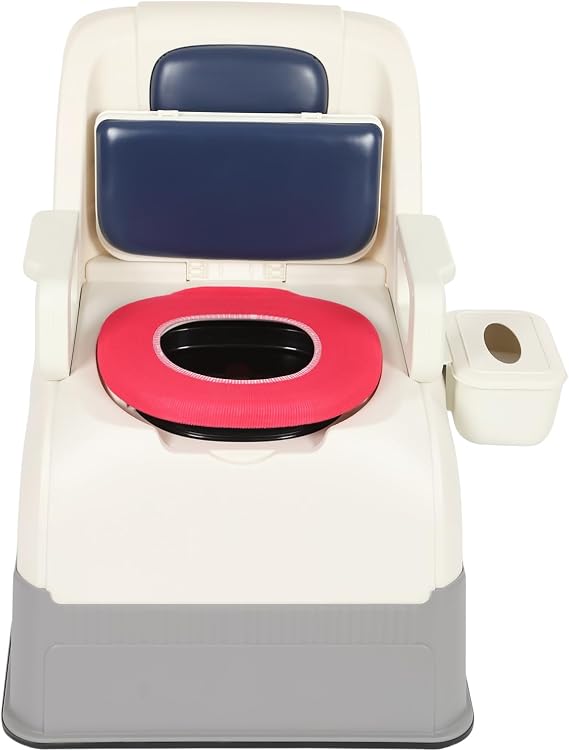 Bedside Commode Chair,Portable Mobile Commode Toilet with Inner Bucket,Non-Slip Odorless Bath Safety Seating Potty Chair for The Elderly and Disabled (Blue)