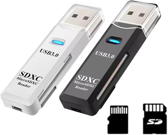 USB 3.0 Card Reader SD Card Reader External Memory Card Adapter High-speed SD Card Reader 2-in-1 Supports SD/Micro SD/TF/SDHC/SDXC/MMC-Compatible with Windows,OS (Black)