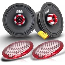 STX Audio X65.2R 6.5" Midrange Speaker, 850 Watts Max Power, 4 Ohm, 91 dB Sensitivity, Black Press Paper Cone for Car Audio with High Capacitor and Red Grills