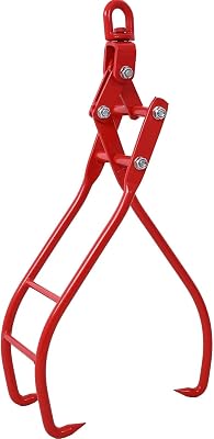 Red Steel 28inch 3 Claw Log Grapple, 3000 Lb Lifting Capacity, Eagle Claw Design Universal Vehicle Compatibility Logging Tongs, Red