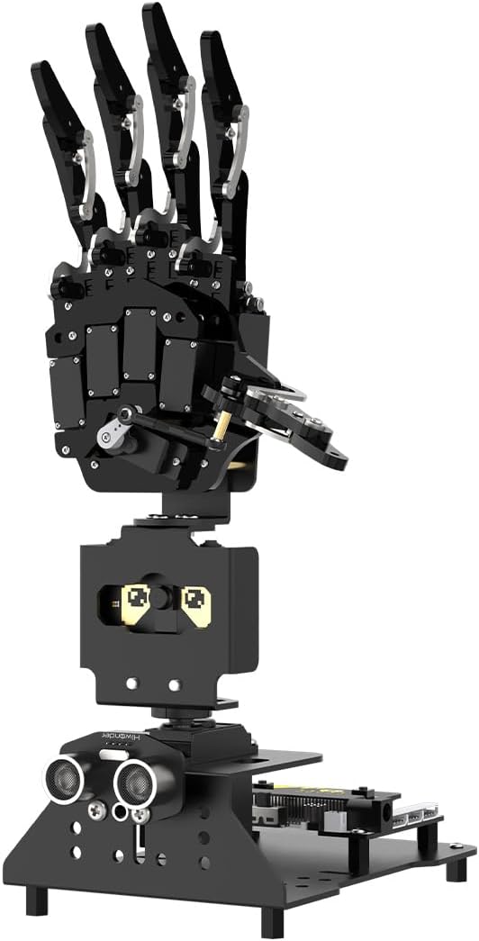 Robot Hand with Micro: Bit V2 AI Bionic Robot Hand 5 Finger Single Movement Mechanical Arm DIY Smart Robot & Engineering Kit Science Coding Programming Set