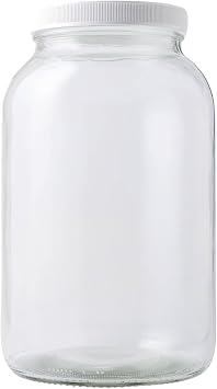 FastRack 1 Gallon Mason Jar with White Airtight Lid | Regular Glass Canisters with Airtight Lids | Large Mouth Glass Jar for Food Storage, Canning, Fermentation, Pickling