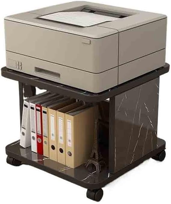 Printer Stand Double Floor Printer Shelf Under The Office Desk Storage Copy Multifunctional Mobile Stand Printer Table(Black)