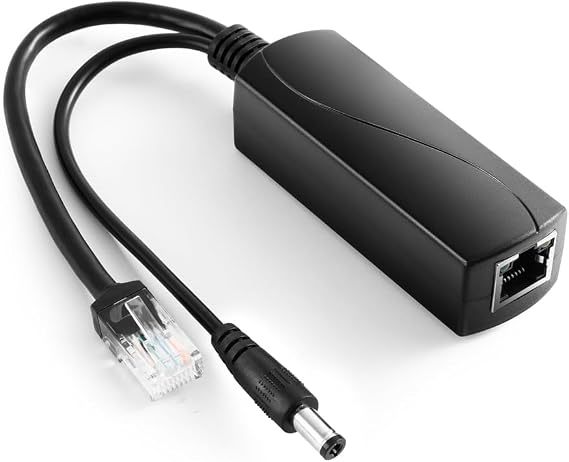 Revotech Gigabit PoE Splitter 48V to 12V 2A, 5.5x2.5mm DC IEEE 802.3af/at Standard Power Over Ethernet Splitter Adapter for Security IP Camera,Voip Phone, AP (PS5712TG-25)