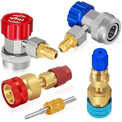 Boltigen Car AC R134a R1234yf Quick Coupler Kit, R134a to R1234yf Quick Adjustable Adapter Connector Conversion Kit for AC Refrigerant System Charging Hose Fitting