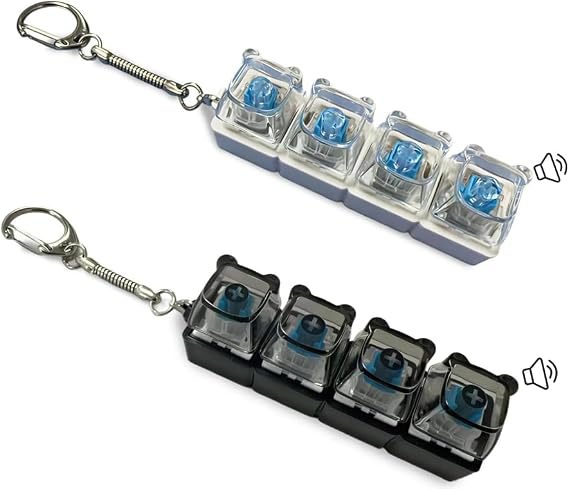 2PCS Keyboard Fidget Toy, 4-Button Keyboard Fidget, Fidget Keyboard Clicker with Keychain, Portable Fidgets Toys for Stress Relief & Focus, Durable Fidgets Keyring for Adults & Kids Office & School
