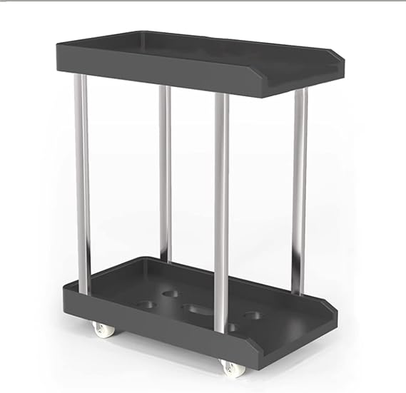 CPU Stand Mobile Desktop PC Tower Stand with Storage, 2-Tier Rolling Shelf CPU Holder with 6 Caster Wheels Under Desk for Home Office PC Tower Stand