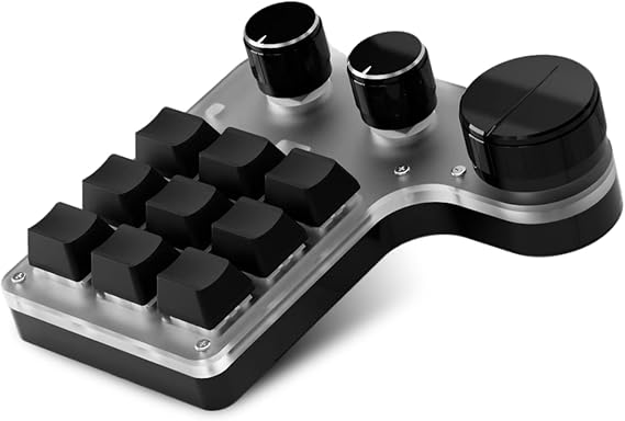 Sanpyl One Handed Mechanical Keypad, 9 Programmable Keys 3 Knobs, Dual Mode USB/Bluetooth Gaming Keyboard for PC