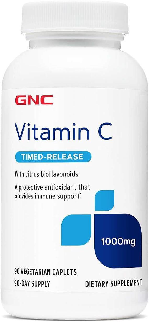 GNC Vitamin C 1000mg, 90 Caplets, Provides Immune Support