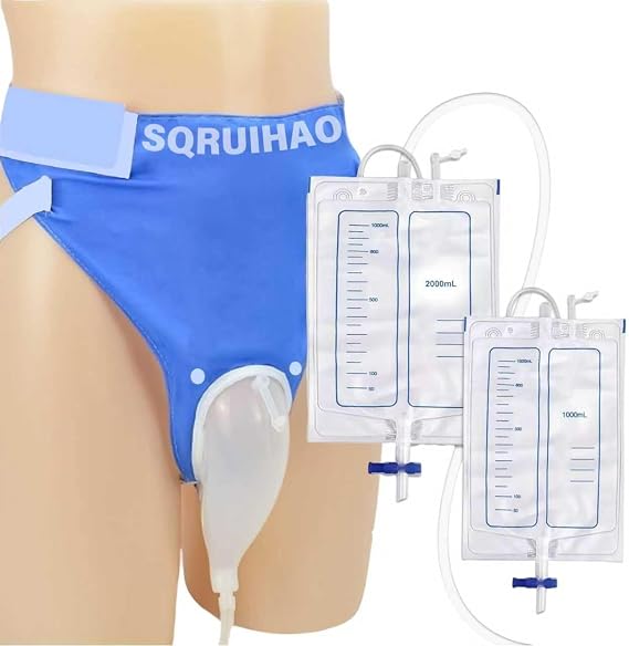 Urine Bags for Women, External Urinary Catheter for Male/Famale, Wearable Urinal Bag with Collection Urine Bag (2000ml & 1000ml), Urinary Drainage System, Portable Urine Catheter Bag