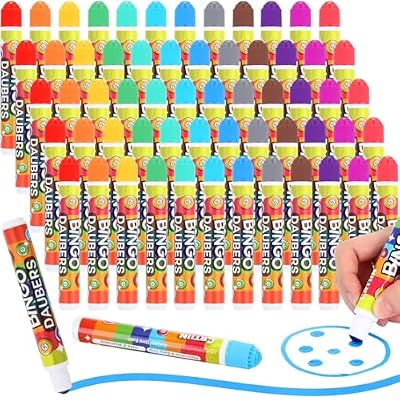 Crtiin 60 Pack 12 Colors Bingo Daubers Dot Markers Supplies Art Markers Paint Craft for Art and Crafts Painting Supplies Drawing Coloring