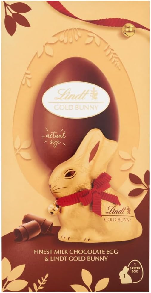 Lindt Gold Bunny Egg Milk Chocolate Easter Bunny 195g – Iconic Foil Wrapped Bunny Made from Premium Swiss Chocolate – Perfect for Easter Celebrations – Easter, gift