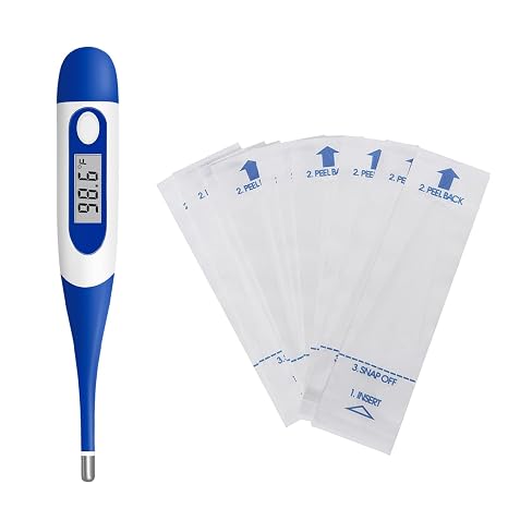 [Value Bundle] Berrcom Digital Thermometer DT008 & Berrcom Disposable Digital Thermometers Probe Covers Set of 100 for Adults and Kids DT100TZ