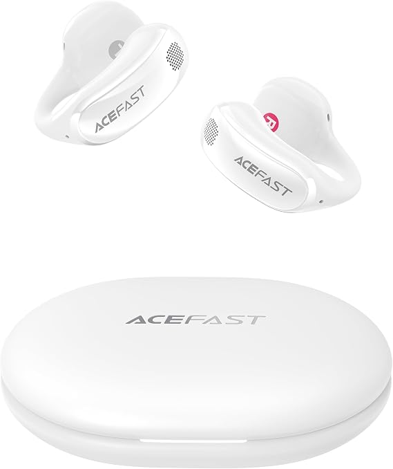ACEFAST AceClip Pro Open-Ear Earbuds, Wireless Clip-On Earbuds with 3 Larger Drivers, Outdoor Boost Mode, AI Noise Cancelling Calls, 28H Playtime, IP55 Waterproof, App & Click Control, Lightweight