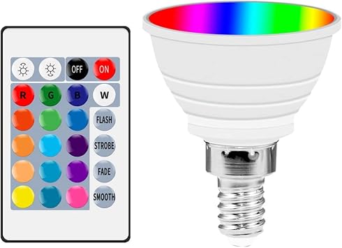 LED Light Bulbs RGB Light Cup 16 Color Changing E14 Smart Spotlight Bulb with Remote Control