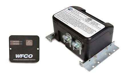 WFCO EM-15 Power Management System 120V 15 Amp Wall Floor Power Center Mount Share Power Between Two Loads Priority Switch 12 Wire