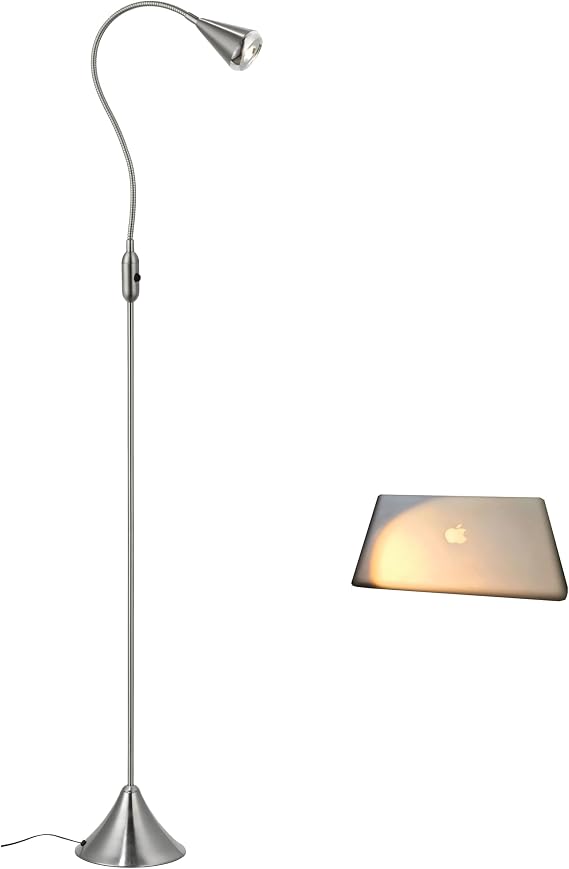 HomeFocus LED Floor Lamp,Standing Lamp,Energy Efficient Super Bright,Nickel