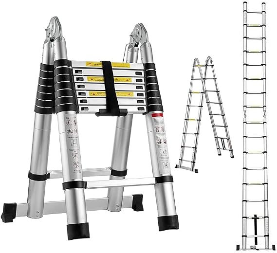 4,4 Metre 7+7 Basamaklı Alüminyum Çift Yönlü A Tipi Uzayan Teleskopik Merdiven 4,4 M