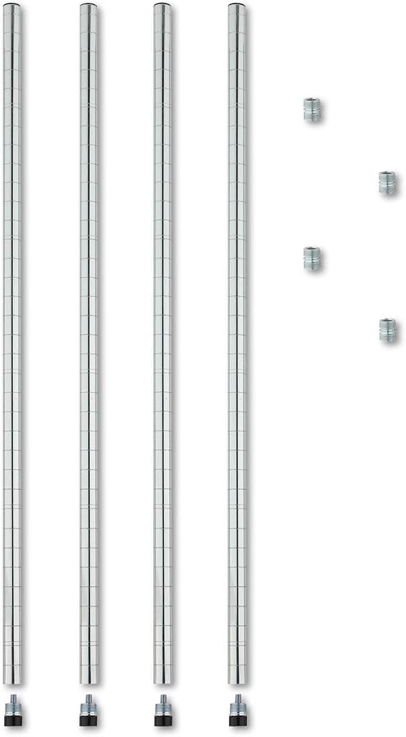Alera ALE Stackable Posts For Wire Shelving, 36" High, Silver (Pack of 4)