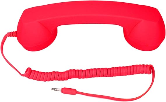 Retro Phone Handset, Radiation Proof Cell Phone Receiver, Handheld Receiver, Clear Sound Mobile Phone Telephone Handset, Classic Mobile Phone Handset for Phone (Red)