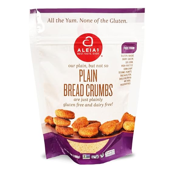 Aleias Gluten Free Plain Bread Crumbs 7 oz (1 Pack) Classic Gluten Free Breading Dairy Free, Kosher, Low Sodium, Non-GMO