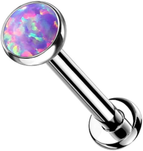 Pierced Owl - 16-20G G23 Implant Grade Titanium Threadless Push-in Synthetic Opal Flat Back Stud