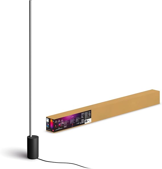 Philips Hue Signe Gradient White & Colour Ambiance Smart Floor Light LED, Black Floor Lamp, Smart Lighting Works with Alexa, Google Assistant and Apple Homekit