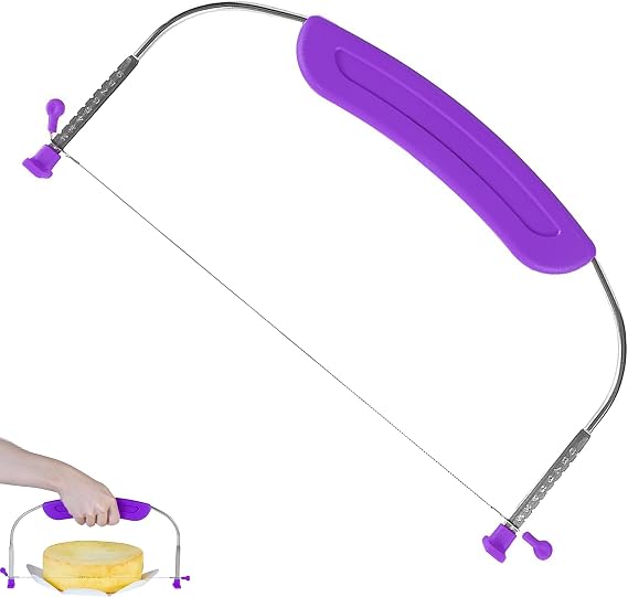 Professional Cake Leveller Cutter, Cake Slicer, Cake Leveller, Cake Cutter Leveller, Adjustable Stainless Steel Wire Cake Slicer Cutter, for Birthday Layer(Purple 27.3 * 15.8cm)