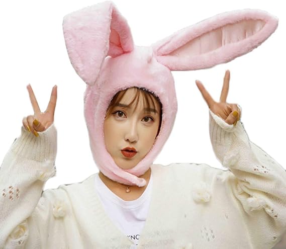 Bunny Hat Cute Rabbit Ears Costume Funny Party Plush Hood
