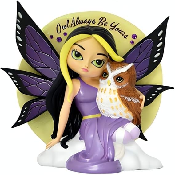 The Hamilton Collection Owl Always Be Yours Fairy: Mystic Visions Moon Owl Figurine Enchanting Handcrafted & Hand-Painted Intricate Collectible Wide-Eyed Fairies by Jasmine Becket Griffith 5-inches