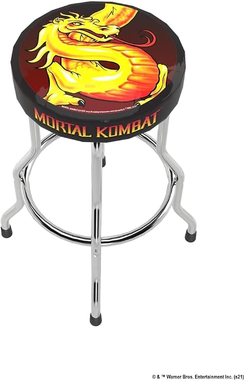 ARCADE1UP Midway Legacy Orin Edition Adjustable Stool Officially Licensed, Chrome-Plated Steel Frame, High-Density Foam Seat, Retro Gaming Stool for Home Arcade and Game Room