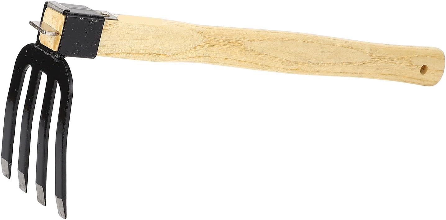 Hoe Fork Combo, Garden Hoe and Cultivator, Wooden Handle Garden Hand Digger Rake Garden Hand Tool, Garden Tools Hoe Cultivator for Crushing and Aerating Soil