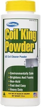 Coil King, 18 Ounces, Heavy Duty Foaming Condenser Coil Cleaner & Brightener, Alkaline, Non-Acid Cleaner for Finned Tubes, Air-Cooled Condenser Coils, Made in USA (90-110)