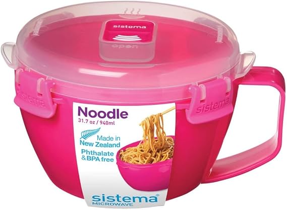 Sistema Microwave Noodle Bowl Microwave Food Container 940 ml BPA-Free Assorted Colours