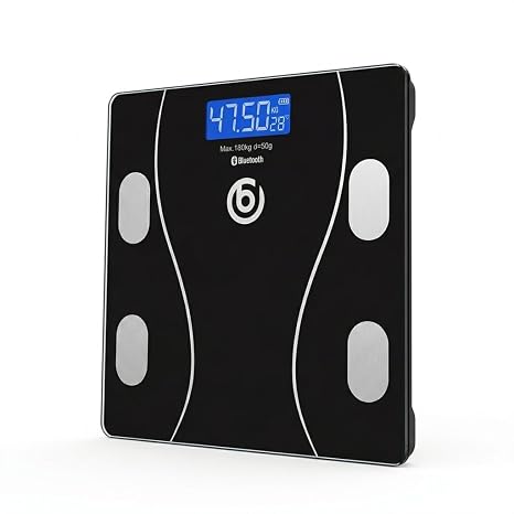 Bydiz Dijital Baskül Bluetooth Vücut Analiz Tartısı - Akıllı Yağ Ölçer Baskül - Android ve iOS Uyumlu, Akıllı Tartı- Baskül Vücut Analizi BY180