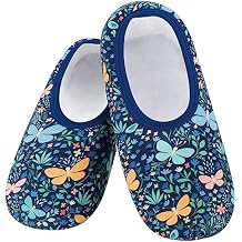 Snoozies Skinnies Butterflies Bees slipper socks for Women Sherpa Lining Soft Non Slip and Foldable