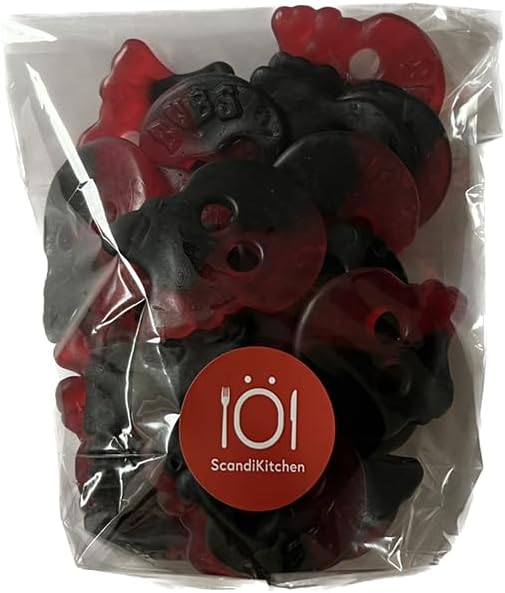 Bubs Hallon/Lakrits Skalle – Scandi Raspberry/Liquorice Skull Sweets, 400g BIG BAG Pick n Mix Gift