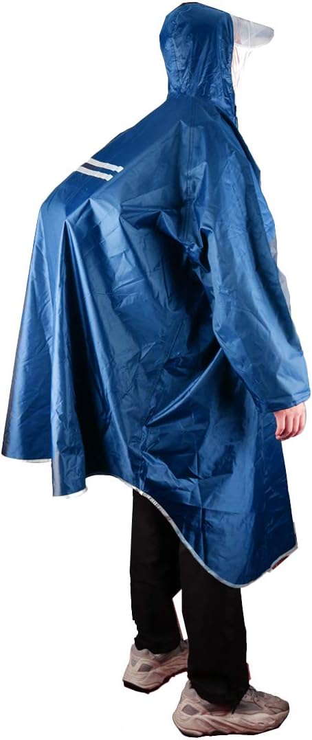 Outdoor Rain Poncho Reflective Waterproof Raincoat Camping Hiking Cycling with Hood for Men Women Adult