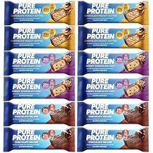 Pure Protein Bars, High Protein, Nutritious Snacks to Support Energy, Low Sugar, Gluten Free 4 pcs Chocolate Peanut Butter 4 pcs Chocolate Deluxe 4 pcs Chewy Chocolate Chip