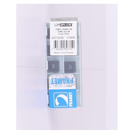 Pramet SNMG 432-FM:T9325 Carbide Steel (P25) Indexable Turning Insert, Negative, Finishing-Semi Roughing 0.031" Radius, CVD, 90 Degree Square, Black (Pack of 10)