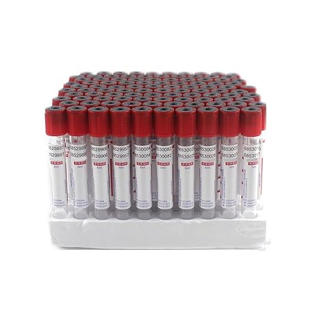 Vacuum Blood Collection Tubes, 100-Pack Disposable Test Tubes with Separating Gel and Clot Activator for Serum Separation, PRP Preparation, Phlebotomy and Lab Use(5ml Additive-free)