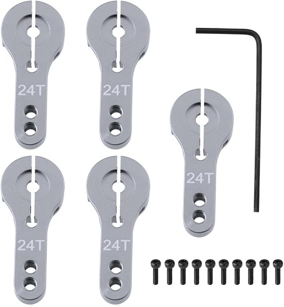 Hobbypark 5-Pack Metal 24T Aluminum Servo Horn M3 for Hitec Steering Arm RC Car Plane Parts