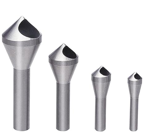 Countersink Drill Bit, 4 Pcs Countersink Drill Bit Set, Titanium Coated HSS 4241 Wood Drill Bits, 90 Degree for Crosshole Cutting Wood, Metal, Plastic (Silver)