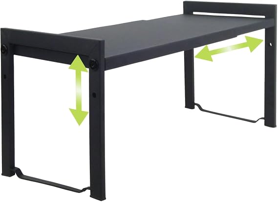 Expandable Cabinet Shelf 13.8~26"(L), Cupboard Shelf, Black M