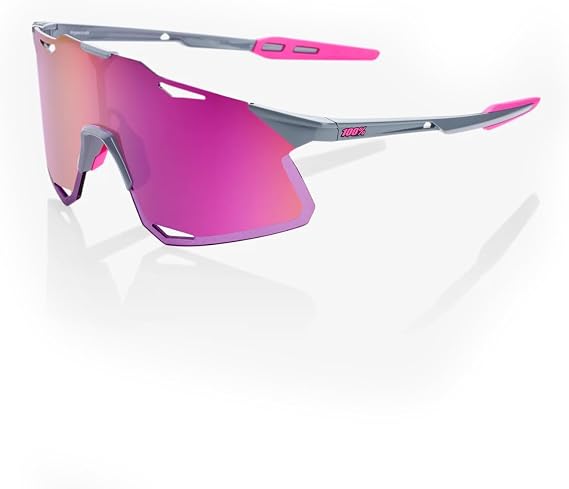 100% HYPERCRAFT Sport Performance Frameless Sunglasses (Gloss Light Grey - Purple Multilayer Mirror Lens)