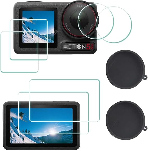 ULBTER Screen Protector for DJI OSMO Action 5 Pro + Lens cap Cover [6+2Pcs]
