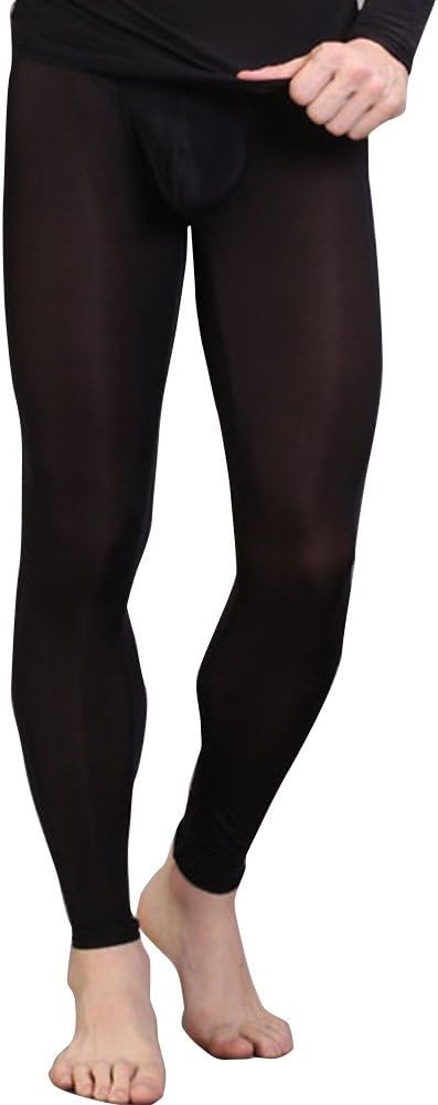 iEFiEL Mens Mesh See Through Home Lounge Pants Nightwear (XL, Silk Black)