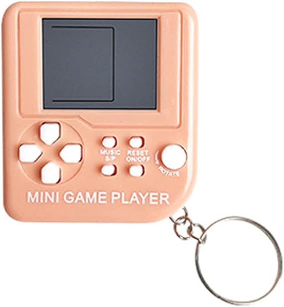 Mini Classic Games Player Keyring Retro Games Console Games with 26 Games Handheld Game Console Portable Mini Retro Game Player Decompression Toys for Video Game Fans (Orange)